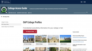 Screenshot of the Oxford Accessibility Project's College Access Guide