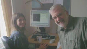 Maria Marinari and Ken Kahn with their ABM that they are using to explore how planets (and exo-planets) move around solar systems