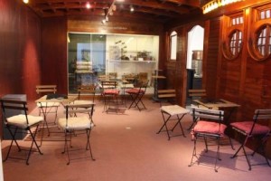 Tables and chairs set up in museum